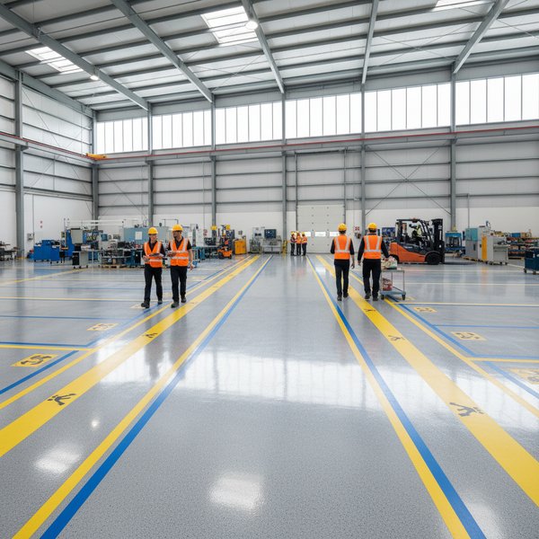 Industrial Epoxy Flooring - Topcoat Application and Line Marking in Sutherland Shire